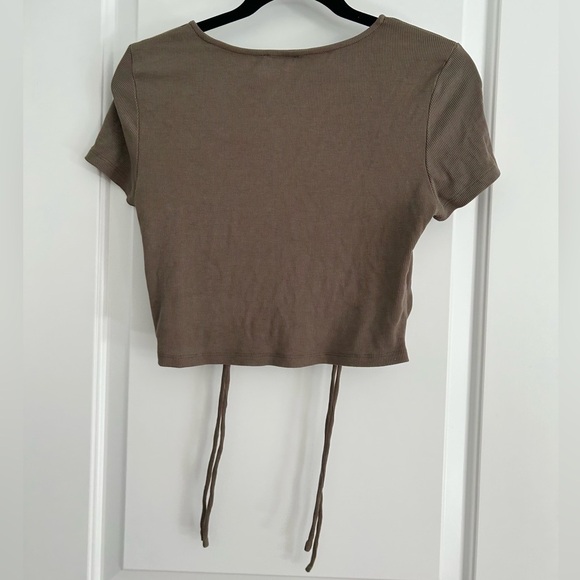 Princess Polly Stormi Underwire Bustier Crop T Shirt in Khaki - Picture 4 of 4
